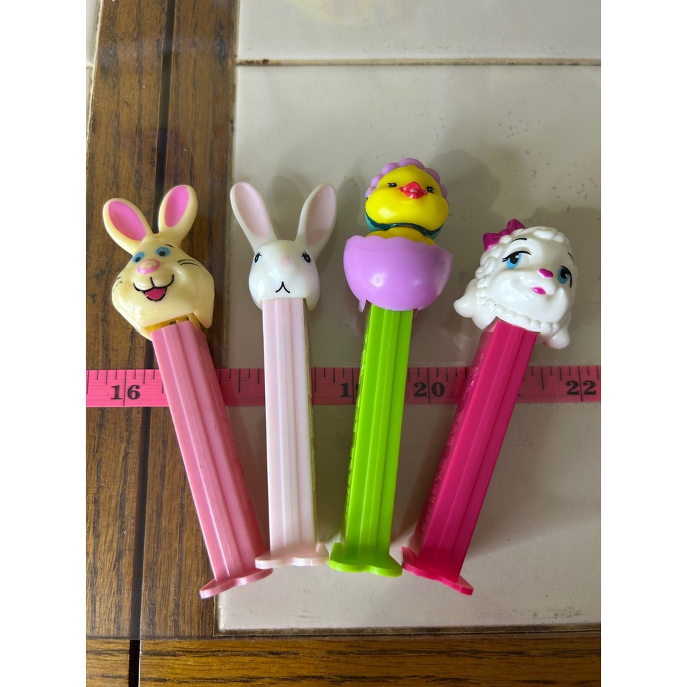 Vintage PEZ Dispenser Lot Easter Bunny Chick in Egg Lamb Mixed Set of 4